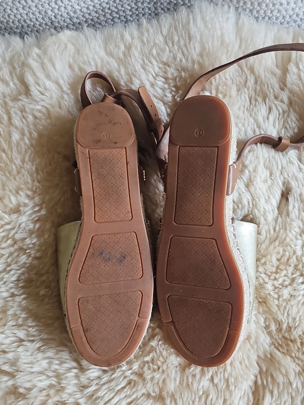 Tory Burch Tan Leather Logo Espadrille Sandals